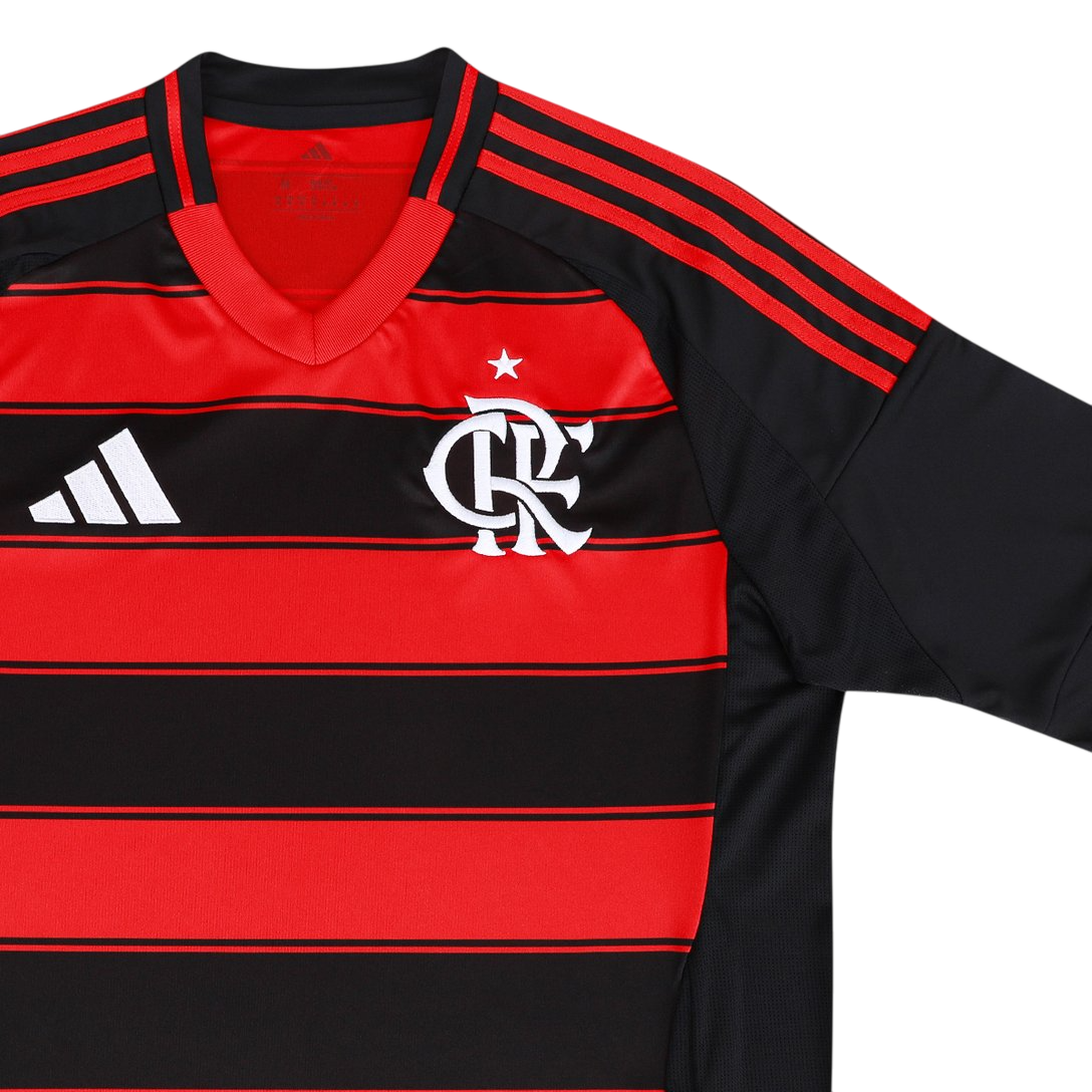 Camisa Flamengo I 25/26 s/n Manga Longa Adidas Masculina - Vermelho e preto