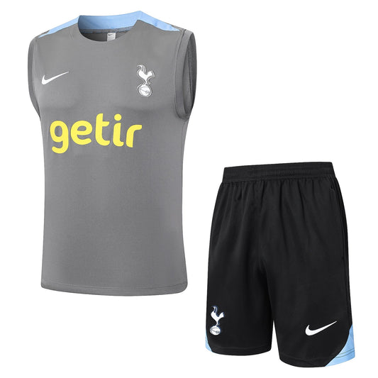 Conjunto Regata Tottenham 2024/25 - Cinza e Preta