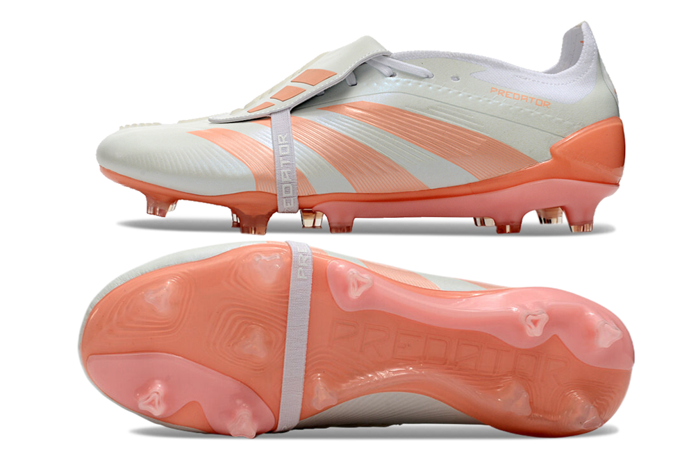 Chuteira Adidas Predator Elite Tongue FG - Branca e Salm������o