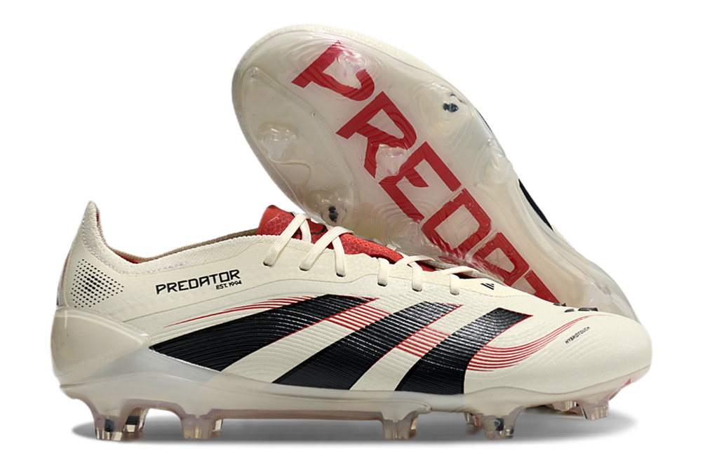 Chuteira Adidas Predator Elite FG - Bege,  Preta e Vermelha