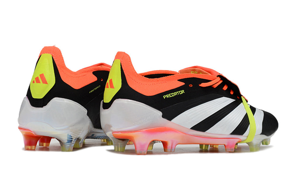 Chuteira Adidas Predator Elite Tongue FG - Preta, Branca e Laranja