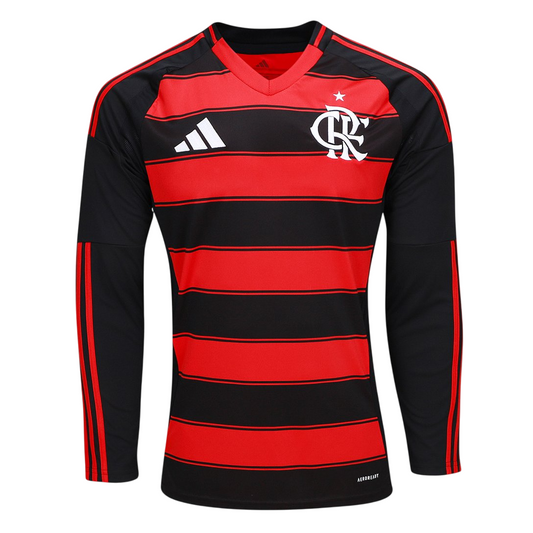 Camisa Flamengo I 25/26 s/n Manga Longa Adidas Masculina - Vermelho e preto