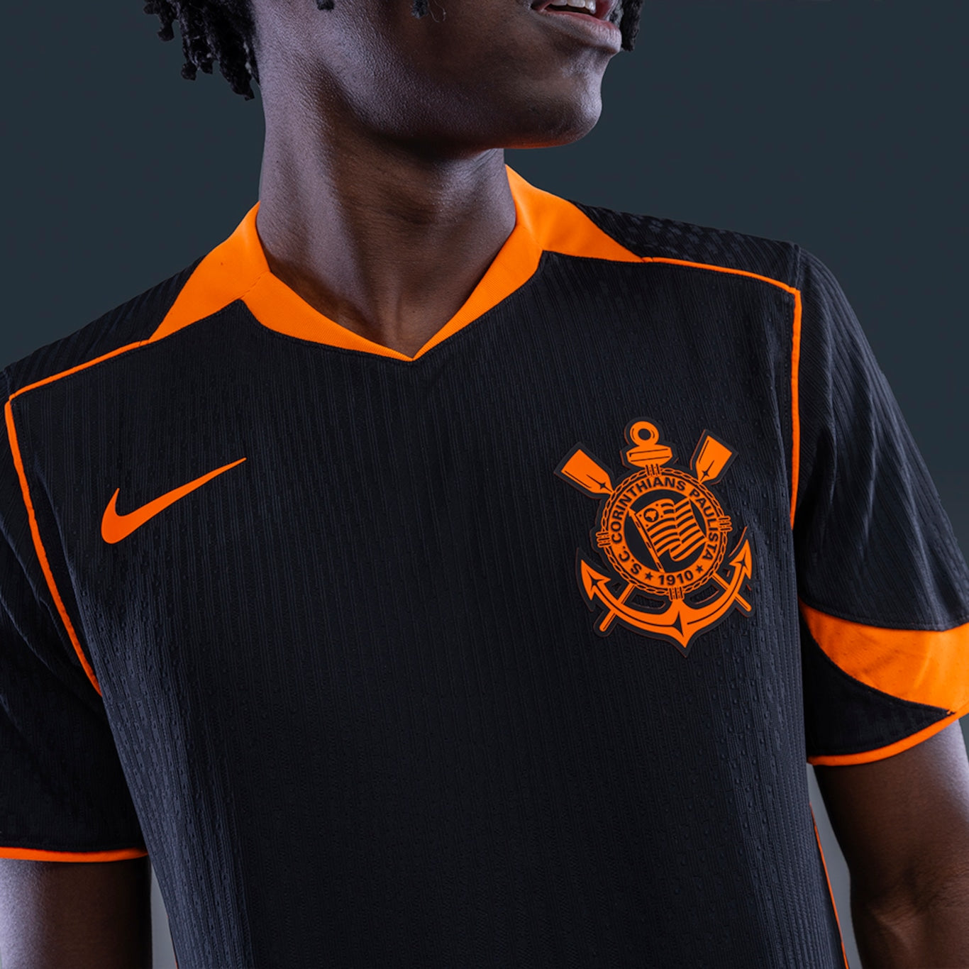 Camisa Corinthians III 25/26 s/n Jogador Nike Total 90 Masculina - Preto+Laranja