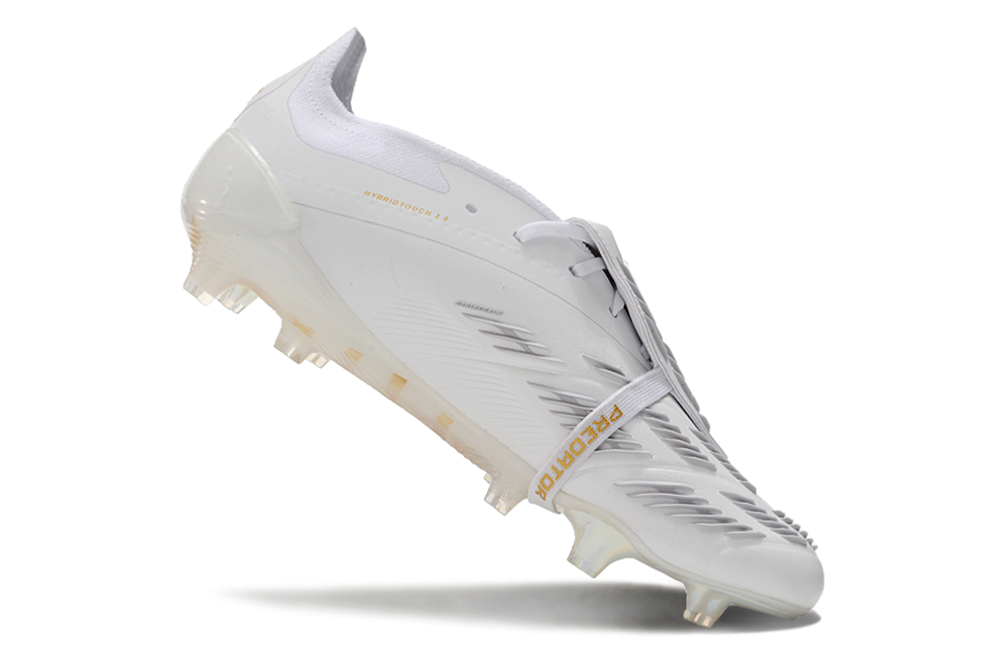 Chuteira Adidas Predator Elite Tongue FG - Branca e Dourada