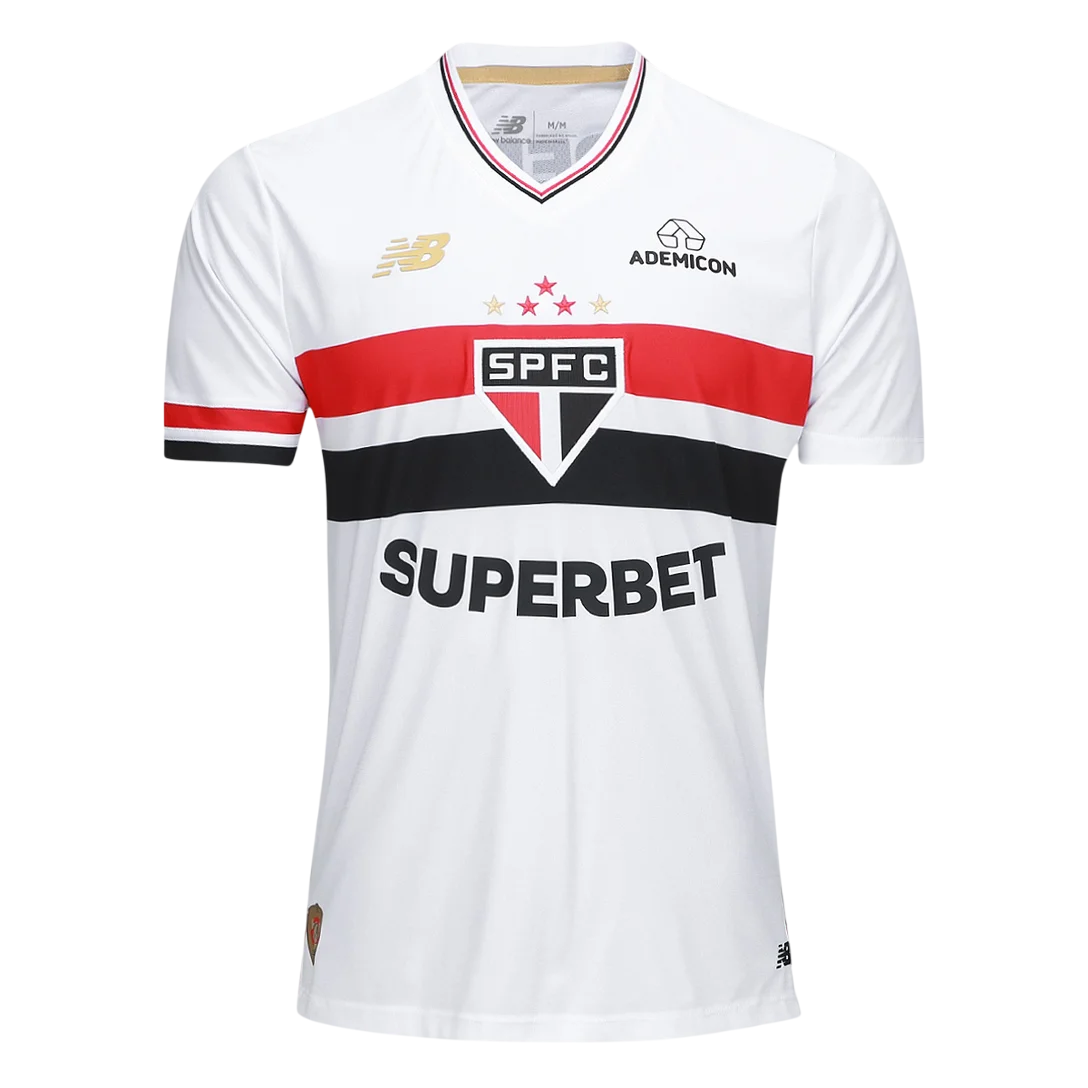 Camisa São Paulo 25/26 Home Torcedor New Balance Masculina - Branco+Vermelho